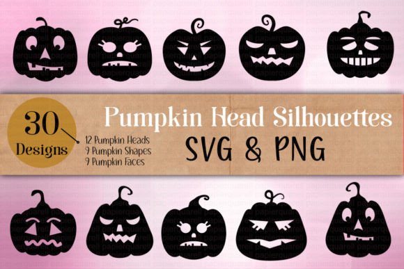 Pumpkin Head Silhouettes SVG Graphics: A Versatile Design Asset for Creative Projects