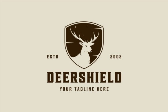 Shield Deer Vintage Logo Vector Design