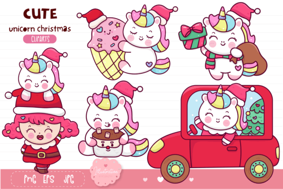 Unicorn Christmas. Cute Unicorn Cartoon: A Magical Addition to Your Holiday Projects