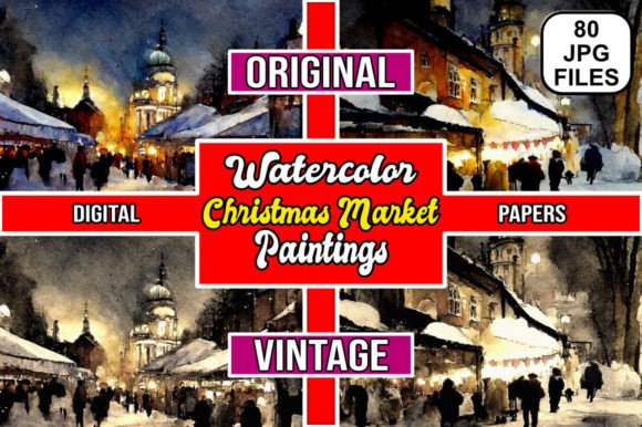 Watercolor Christmas Market Paintings: A Creative Resource for Print-on-Demand and Art Projects