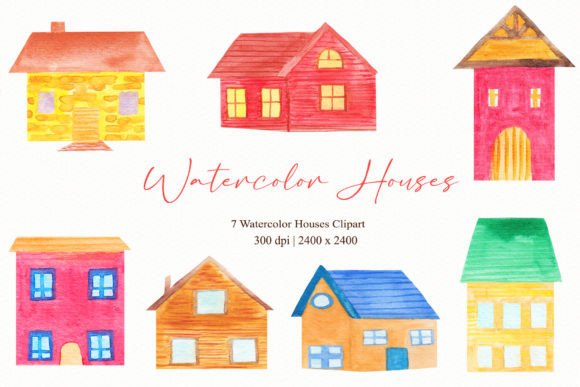 Watercolor Houses Clipart: A Versatile Resource for Creative Projects