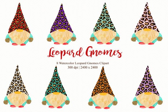 Watercolor Leopard Gnomes Clipart: A Versatile Addition to Creative Projects