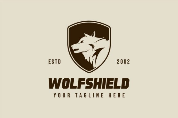 Wolf Head Shield Logo Vintage Design